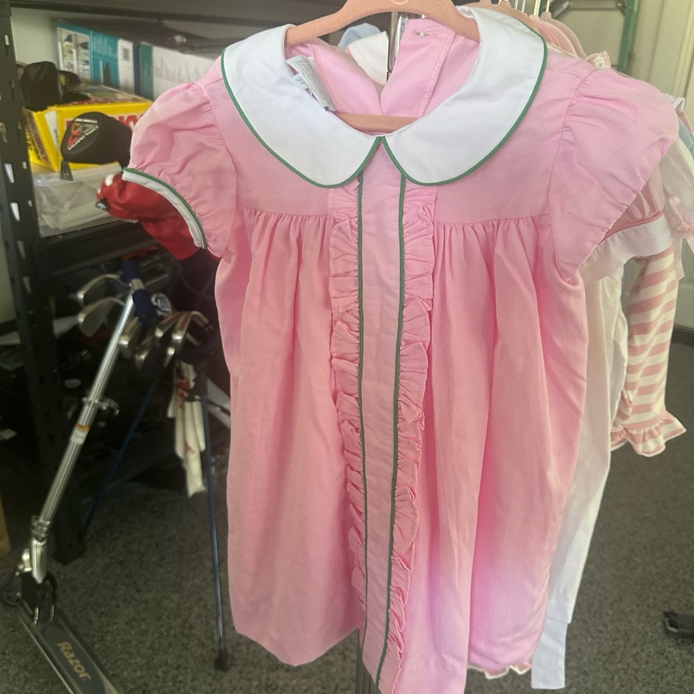 Pink Ruffled Dress with White Collar